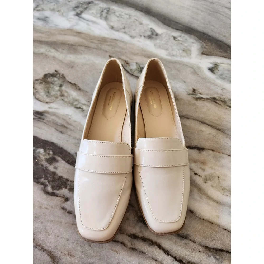 NIB Liz Claiborne LC Jansey Birch Beige Square Toe Penny Loafers Womens 9 M
